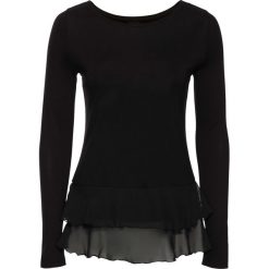 Shirt z falbanami bonprix czarny. Czarne koszulki damskie bonprix, bez wzorów, bez kołnierzyka. Za 59,99 zł.