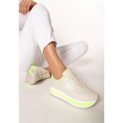Beżowo-Limonkowe Sneakersy Astirise. Brązowe buty sportowe damskie Born2be, w paski, sportowe. Za 89,99 zł.