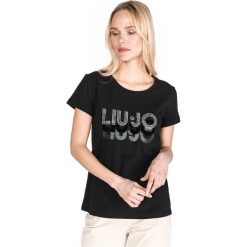 Liu Jo Koszulka Czarny. Czarne topy damskie Liu Jo, xs, z nadrukiem, z elastanu, bez kołnierzyka, z krótkim rękawem, krótkie, bez kaptura. Za 290,95 zł.