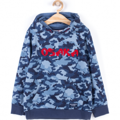Bluza. Szare bluzy chłopięce marki JAPAN FOREVER, z aplikacjami, z bawełny, z długim rękawem, długie, z kapturem. Za 49,90 zł.