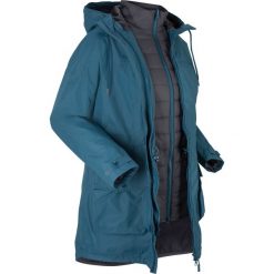 Kurtka funkcyjna outdoorowa 3 w 1 z kamizelką pikowaną bonprix niebieskozielono-szary. Niebieskie kurtki damskie bonprix, bez wzorów, bez kaptura. Za 124,99 zł.