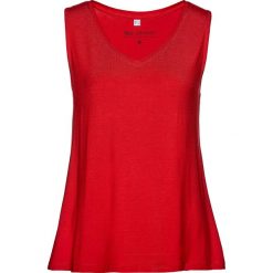 Top bonprix truskawkowy. Czerwone bluzki damskie bonprix, bez wzorów, bez kołnierzyka. Za 49,99 zł.