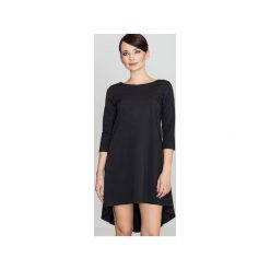 Sukienka K141 Czarny. Czarne sukienki damskie marki Lenitif, bez wzorów, eleganckie, z asymetrycznym kołnierzem, bez rękawów, asymetryczne. Za 139,00 zł.