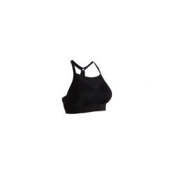 Stanik fitness cardio 120 czarny. Czarne buty sportowe damskie DOMYOS, w koronkowe wzory, z elastanu, na fitness i siłownię. Za 49,99 zł.