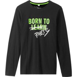 Shirt z długim rękawem i nadrukiem bonprix czarny z nadrukiem. Czarne koszule chłopięce marki bonprix, z nadrukiem, bez kołnierzyka, z długim rękawem, długie. Za 29,99 zł.
