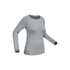 Koszulka Techwool 190 damska. Szare koszulki damskie FORCLAZ, m, bez wzorów, z wełny, bez kołnierzyka. Za 149,99 zł.