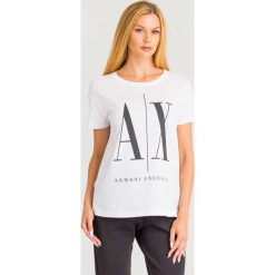 T-SHIRT Armani Exchange. Białe t-shirty damskie Armani Exchange, s, z nadrukiem, z bawełny, z okrągłym kołnierzem. Za 209,00 zł.