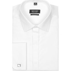 Koszula saverne 9001 na spinki custom fit biały. Białe spinki do mankietów męskie Recman, m, bez wzorów, eleganckie, z klasycznym kołnierzykiem, bez rękawów. Za 129,00 zł.