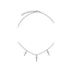 Srebrny naszyjnik choker z krzyżykami. Szare naszyjniki damskie marki Atdiament, srebrne. Za 119,00 zł.