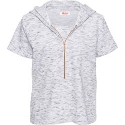 Spódnica z dżerseju bonprix naturalny melanż + akwamaryna w paski. Białe bluzy damskie bonprix, w paski, z dżerseju. Za 55,98 zł.