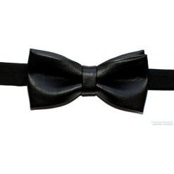 Muchy męskie: Mucha gotowa bowstyle skórzana czarna