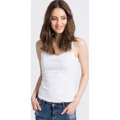 Emporio Armani Underwear - Top. Białe bluzki damskie Emporio Armani, s, z nadrukiem, z elastanu, z okrągłym kołnierzem. Za 189,90 zł.