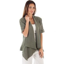 Kardigany damskie: Lniany kardigan w kolorze khaki