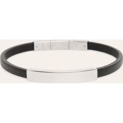 Emporio Armani - Bransoletka skórzana. Szare bransoletki męskie Emporio Armani, ze stali. Za 649,90 zł.