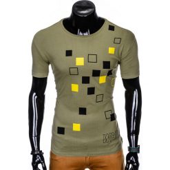T-SHIRT MĘSKI Z NADRUKIEM S1000 - KHAKI. Brązowe t-shirty męskie z nadrukiem marki Ombre Clothing, m. Za 19,99 zł.