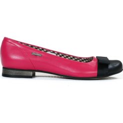 Dwukolorowe baleriny - skóra naturalna - model 007 - kolor fuksja. Czerwone baleriny damskie Zapato, bez wzorów, ze skóry, bez obcasa. W wyprzedaży za 173,40 zł.
