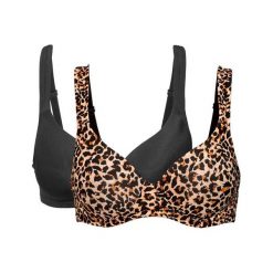 Cellbes Biustonosz Sara 2 Pack w cętki czarny female ze wzorem/czarny 80B. Czarne biustonosze sportowe damskie Cellbes, bez wzorów. Za 159,00 zł.