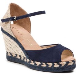 Espadryle UNISA - Cucho Ks Ocean Ksde Ss. Niebieskie espadryle damskie Unisa, bez wzorów, ze skóry, bez obcasa, na obcasie. W wyprzedaży za 299,00 zł.