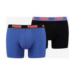 Puma 2-pack Bokserki Czarny Niebieski. Niebieskie bokserki męskie Puma, bez wzorów, z elastanu. Za 80,95 zł.