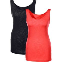 Topy damskie: Top (2 szt.) bonprix koralowy + czarny