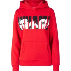 Bluza z kapturem "WHAM", długi rękaw bonprix czerwony. Czerwone bluzy damskie bonprix, bez wzorów, z długim rękawem, długie, z kapturem. Za 109,99 zł.
