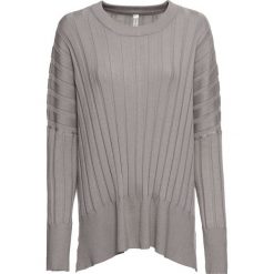 Sweter bonprix jasnoszary. Szare swetry damskie bonprix, bez wzorów, bez rękawów, bez kaptura. Za 49,99 zł.