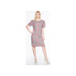 Luźna sukienka w kratkę SL2168. Szare sukienki mini marki Soleil, xl, w kratkę, z materiału, z krótkim rękawem, oversize. Za 129,00 zł.