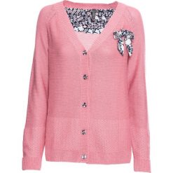 Sweter rozpinany bonprix różowy. Różowe swetry damskie bonprix, bez wzorów, bez rękawów, bez kaptura. Za 69,99 zł.