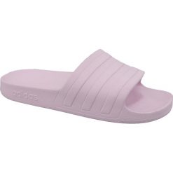 Adidas Adilette Aqua F35547. Różowe klapki damskie Adidas, bez wzorów, z materiału, bez obcasa. W wyprzedaży za 69,99 zł.