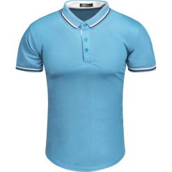Koszulka polo męska niebieska slim Recea. Niebieskie koszulki męskie Recea, xl, bez wzorów, z bawełny, polo, bez rękawów. Za 29,93 zł.