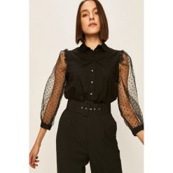 Answear - Koszula. Czarne bluzki damskie ANSWEAR, s, bez wzorów, z poliesteru, eleganckie, z klasycznym kołnierzykiem, z długim rękawem. Za 129,90 zł.
