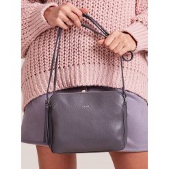 ROVICKY TOREBKA DAMSKA SKÓRZANA TORBA KUFEREK BOHO. Szare kuferki damskie ROVICKY, w paski, ze skóry, eleganckie, na ramię, małe, bez dodatków. Za 199,90 zł.