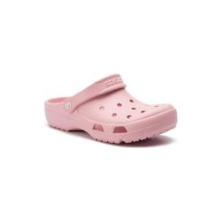 CROCS 204151-606. Różowe klapki damskie Crocs, bez wzorów, z tworzywa sztucznego, bez obcasa. Za 109,99 zł.