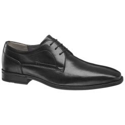 Buty męskie do garnituru AM SHOE czarne. Czarne buty wizytowe męskie AM SHOE, z gumy, na sznurówki. Za 139,00 zł.