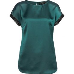 Tunika bonprix niebieskozielono-srebrny. Niebieskie tuniki damskie bonprix, z aplikacjami, bez kołnierzyka, bez rękawów. Za 84,99 zł.