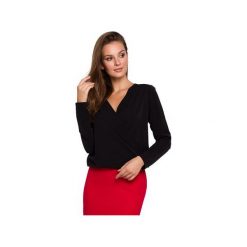 Bluzka kopertowa K037. Czarne bluzki damskie Makover, xxl, bez wzorów, z tkaniny, eleganckie, bez kołnierzyka, bez rękawów. Za 107,00 zł.