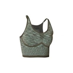 Stanik YOGA bez szwów. Brązowe biustonosze sportowe damskie marki DOMYOS, z elastanu. W wyprzedaży za 39,99 zł.