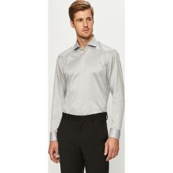 Hugo - Koszula. Szare koszule męskie HUGO, bez wzorów, z bawełny, eleganckie, z włoskim kołnierzykiem, z długim rękawem. Za 349,90 zł.