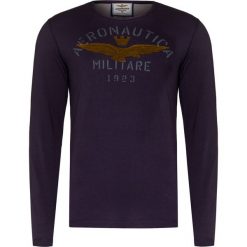 T-shirt AERONAUTICA MILITARE. Zielone t-shirty męskie Aeronautica Militare, bez wzorów, z bawełny, z okrągłym kołnierzem, długie. Za 300,00 zł.