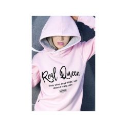 Bluza Real Queen!. Różowe bluzy damskie marki ŁAP NAS, s, z nadrukiem, z bawełny, bez rękawów, bez kaptura. Za 169,00 zł.