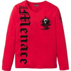 Shirt z długim rękawem Slim Fit bonprix czerwony. Czerwone koszulki męskie bonprix, xl, bez wzorów, z dekoltem w serek, z długim rękawem, długie. Za 34,99 zł.
