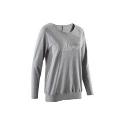 Koszulka długi rękaw do jogi damska. Niebieskie t-shirty damskie marki DOMYOS, xs, z bawełny. W wyprzedaży za 39,99 zł.
