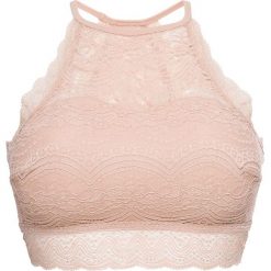 Biustonosz bustier bokserka: MUST HAVE bonprix matowy beżowy. Brązowe biustonosze bonprix, w koronkowe wzory, z koronki. Za 54,99 zł.