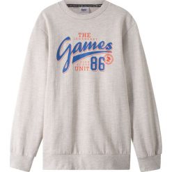 Bluza dresowa bonprix naturalny melanż. Brązowe bluzy chłopięce bonprix, z nadrukiem, z dresówki, z długim rękawem, długie, bez kaptura. Za 37,99 zł.