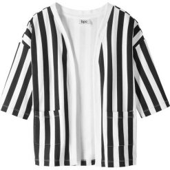 Wdzianko shirtowe bez zapięcia bonprix biel wełny - czarny. Białe bluzki dziewczęce bonprix, bez wzorów, z wełny, bez kołnierzyka, bez rękawów, bez kaptura. Za 22,99 zł.