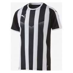 Puma Liga Jersey Striped Koszulka Czarny Biały. Czarne podkoszulki męskie Puma, s, z haftami, z poliesteru, z krótkim rękawem. Za 119,95 zł.