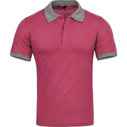 Koszulka polo męska różowa slim Recea. Różowe koszulki męskie Recea, xl, z aplikacjami, z bawełny, bez rękawów. Za 27,87 zł.