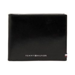 Tommy Hilfiger - Portfel skórzany. Czarne portfele męskie TOMMY HILFIGER, bez wzorów, ze skóry. Za 339,90 zł.