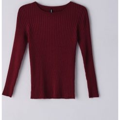 Sweter z prążkowanej dzianiny - Bordowy. Czerwone swetry damskie Cropp, s, bez wzorów, z dzianiny, bez rękawów, bez kaptura. Za 59,99 zł.