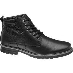 Kozaki męskie AM SHOE czarne. Czarne glany męskie AM SHOE, z materiału, na sznurówki. Za 199,90 zł.